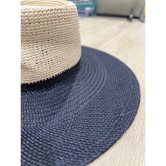Greenpacha Solana Unisex Sun Panama Hat Black/Natural Color Straw Size M New - Picture 8 of 12